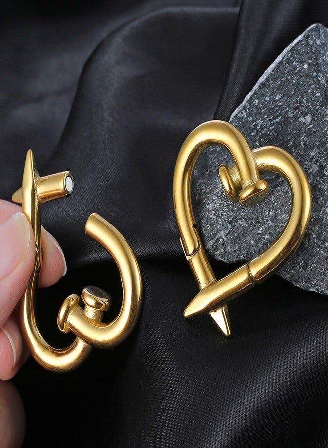 Earblity 4mm-6mm(5g-2g) Hypoallergenic 316L Stainless Steel Heart Ear Weights Hangers For Stretched Ear Lobe Piercing Ear Plugs Gauges Body Jewelry (Love Nail Gold) - Image 4